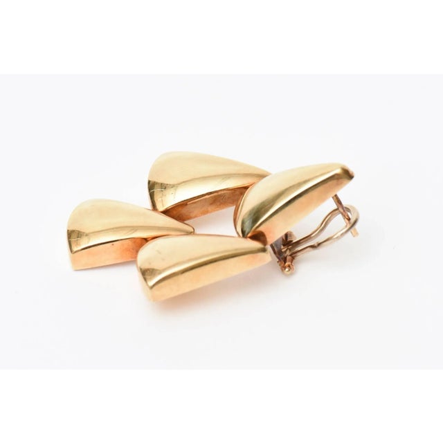 Metal Vintage 14 Karat Gold Pierced Lever Back Sculptural Chandelier Earrings Italian Pair Of For Sale - Image 7 of 10