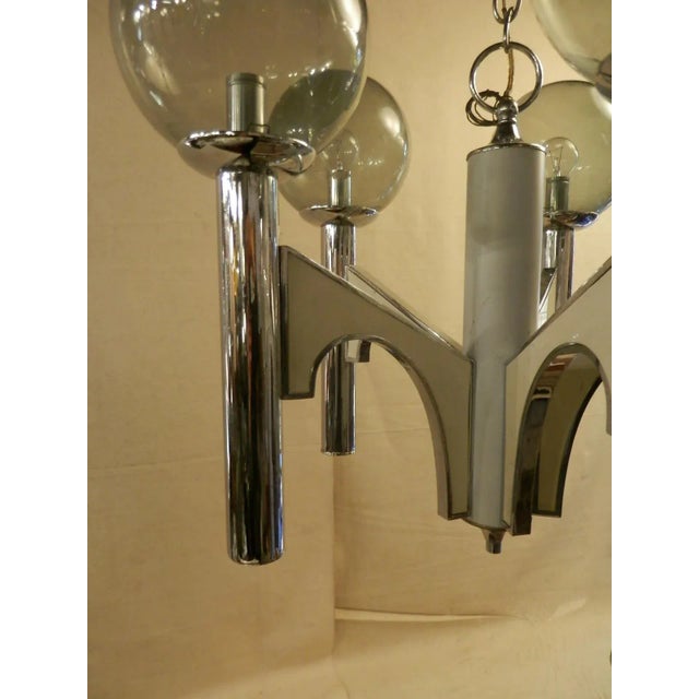 Modern Vintage Modern Chandelier W/ Smoked Glass For Sale - Image 3 of 6
