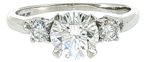 Late 20th Century Platinum 1.18 Carat Brilliant Cut Diamond 3 Across Ring, Size 7