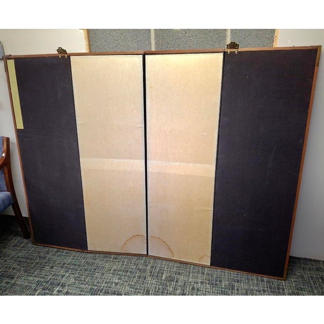 Mid 20th Century Chinese Ink on Silk and Paper Four-Fold Floor Screen For Sale - Image 9 of 10