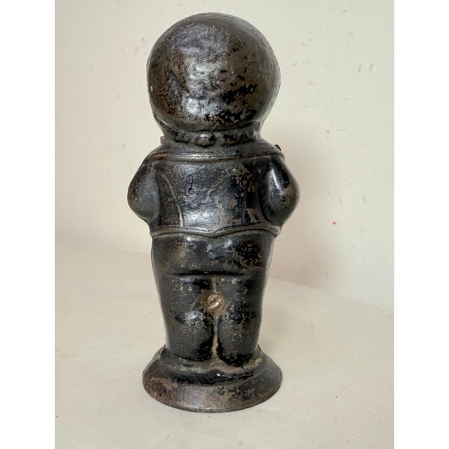Black Rare Antique 19th Century 1880's Painted Cast Iron Middy Boy Coin Still Bank For Sale - Image 8 of 10