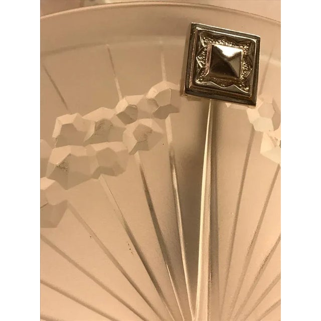 Silver French Art Deco Geometric Chandelier Signed by Schneider For Sale - Image 8 of 10