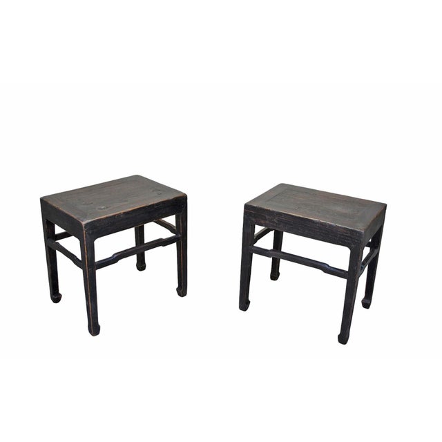 Pair of 19th Century Black Lacquered Side Tables For Sale - Image 4 of 8