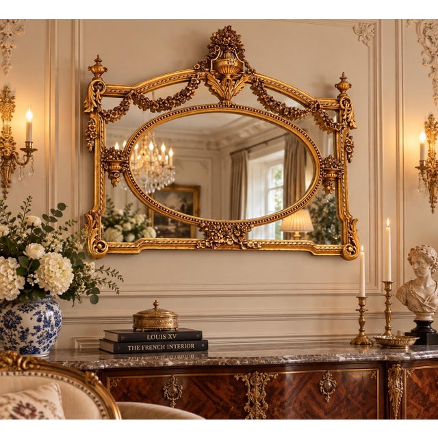 1980s Italian Artisan Baroque Gold Beech Wall Mirror | Chairish