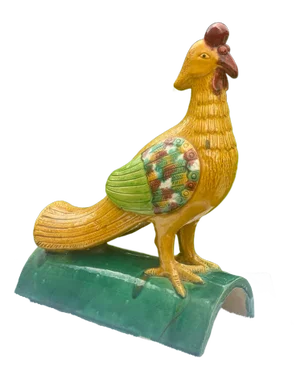 Early 20th Century Antique Chinese Sancai-Glazed Phoenix Roof Tile