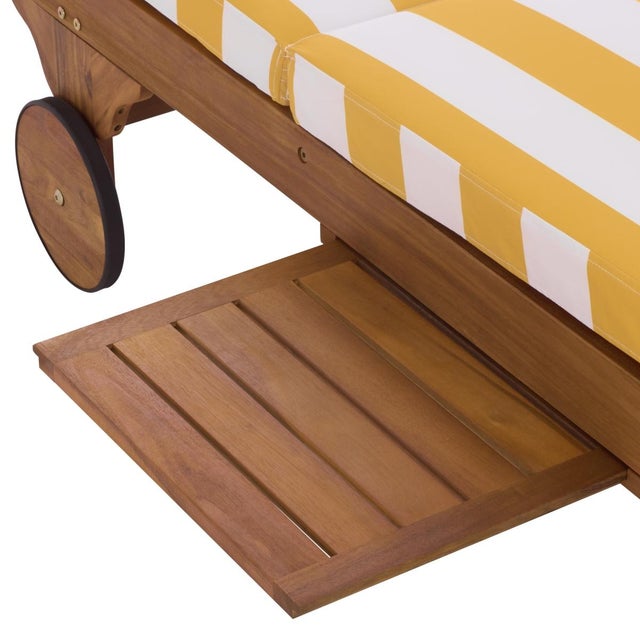 Newport Chaise Lounge, Yellow Stripe For Sale - Image 9 of 13