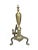 The pair of vintage brass andirons in the classic Regency Revival style features classic neoclassical lines, symmetry and...