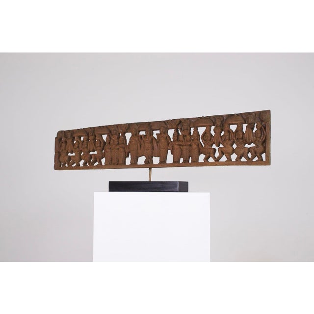 Wood Openwork Carved Wooden Panel, South India, Early 1900s For Sale - Image 7 of 7