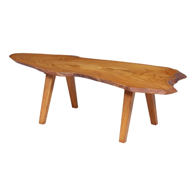 Mid-Century Sycamore Live Edge Coffee Table, 1960s For Sale