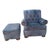 Animal Skin A Stunning Bluish-Grey Distressed Lake Hickory Collection Leather Chair & Ottoman. For Sale - Image 7 of 9