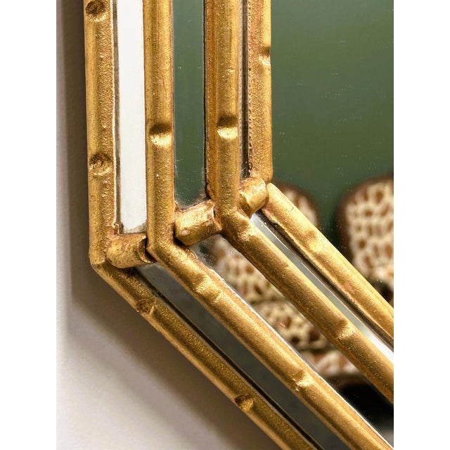 Vintage Faux Bamboo Gilt Mirror, 1980s. For Sale - Image 4 of 11