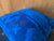 A sinuous navy motif coils across one side of the electric blue ground, its curling silhouette suggesting a stylized...
