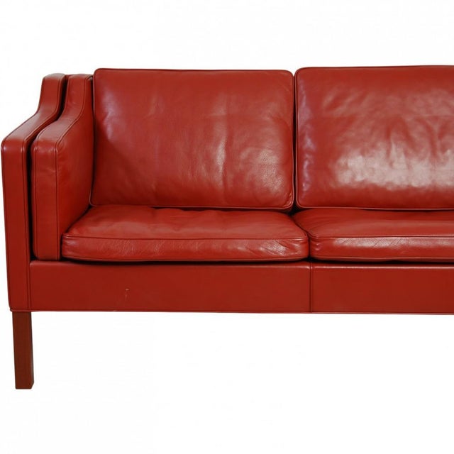 2212 Two-seater Sofa in Red Leather by Børge Mogensen, 1990s For Sale - Image 13 of 18