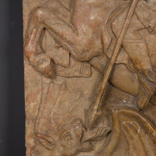 19th Century Italian Marble Plaque of George Slaying the Dragon, 1870 For Sale - Image 10 of 18