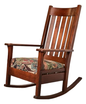 J. M. Young & Sons Antique Mission Oak Arts & Crafts Rocking Chair, Circa 1900