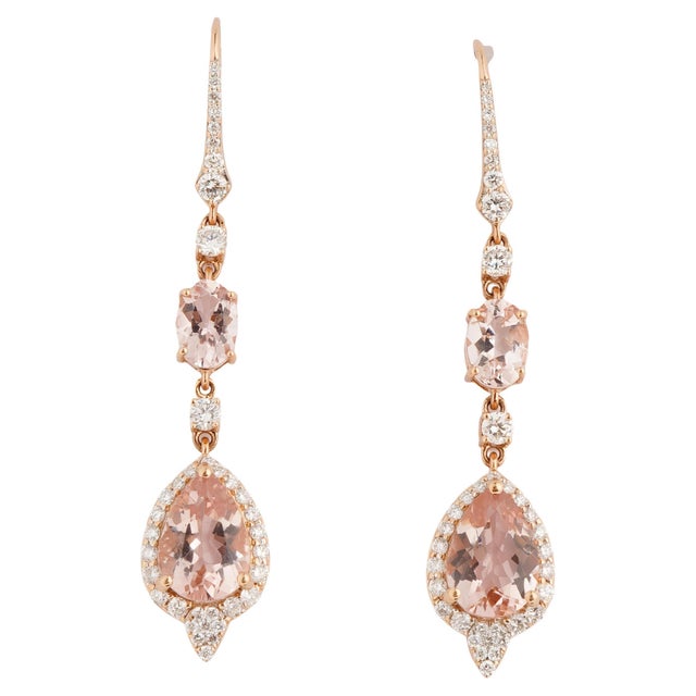 Natura morgenite 4.66cts & diamond 0.96cts earring in 18k gold For Sale - Image 15 of 18