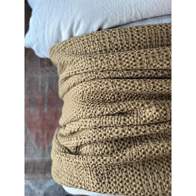 Not Yet Made - Made To Order French Cotton Waffle Baffle Coverlet Blanket Queen or King Size in Tabac For Sale - Image 5 of 6