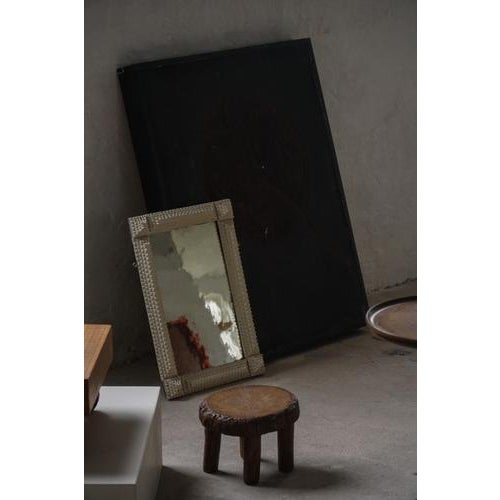 This striking wall mirror is a decorative example of Tramp Art–inspired folk craftsmanship, characterized by its richly...