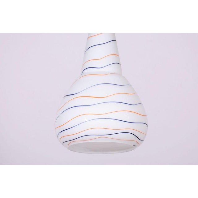 1960s Mid-Century Czech Chromed Steel and Milk Glass Pendant Light, 1960s For Sale - Image 5 of 12