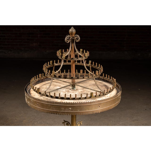 Antique Multi-Tier Brass Candelabrum Table on Ornate Stand For Sale - Image 4 of 12