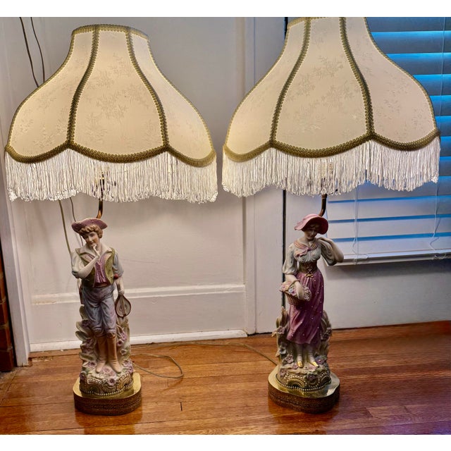 Mid-Century Modern 1940s s.g.k. China Pair of Large Lamps For Sale - Image 3 of 12
