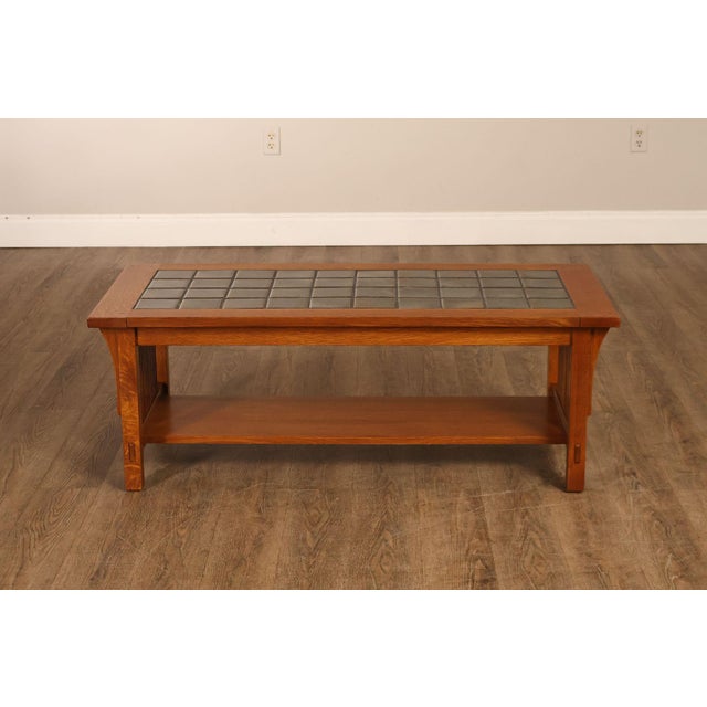 Stickley Mission Collection Oak Tile Top Coffee Table For Sale - Image 17 of 18