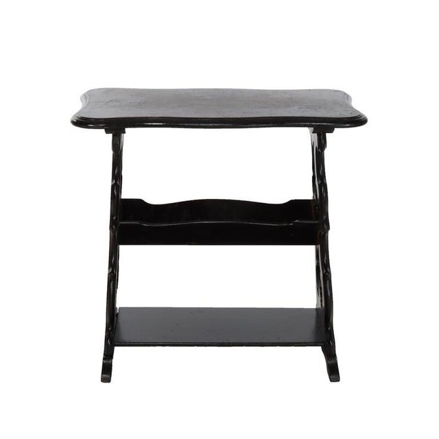Black Antique Ebonized Cherry Cut Out Side Table C1900 For Sale - Image 8 of 9