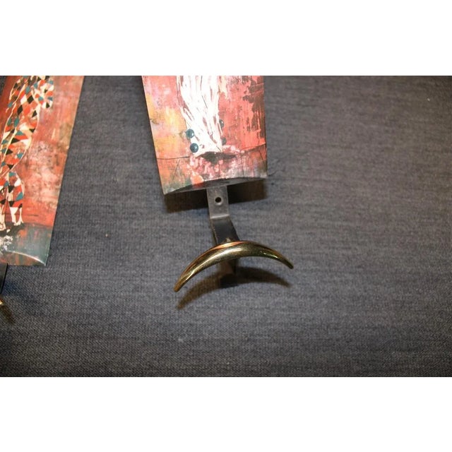 Brass & Metal Plastic Wall Hangings, Italy, 1950s, Set of 2 For Sale - Image 4 of 8