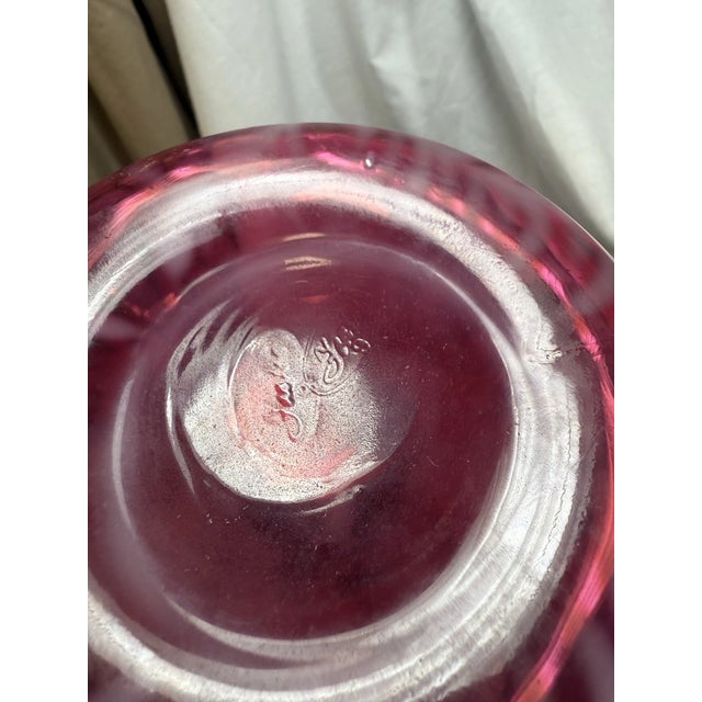 Vintage MCM Fenton Cranberry Pulpit Fern Opalescent Tulip Vase For Sale In Dallas - Image 6 of 7
