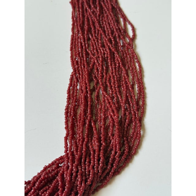 Vintage American Southwest Old Pawn Red Glass Seed Beaded Necklace Arizona For Sale - Image 4 of 8