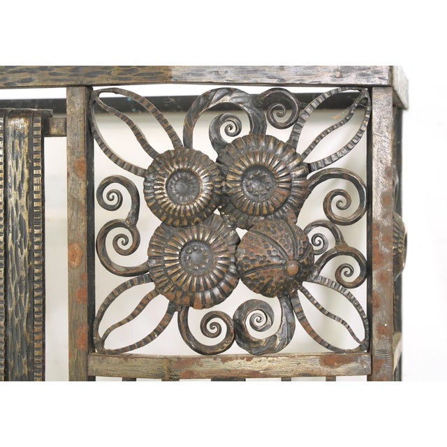 Vintage French Art Deco Wrought Iron Radiator Cover For Sale - Image 4 of 15