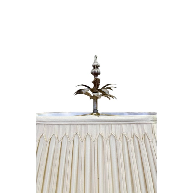 Late 20th Century Neoclassical Style Table Lamp in Silver Gilt With Pleated Silk Shade by John Richard For Sale - Image 4 of 5