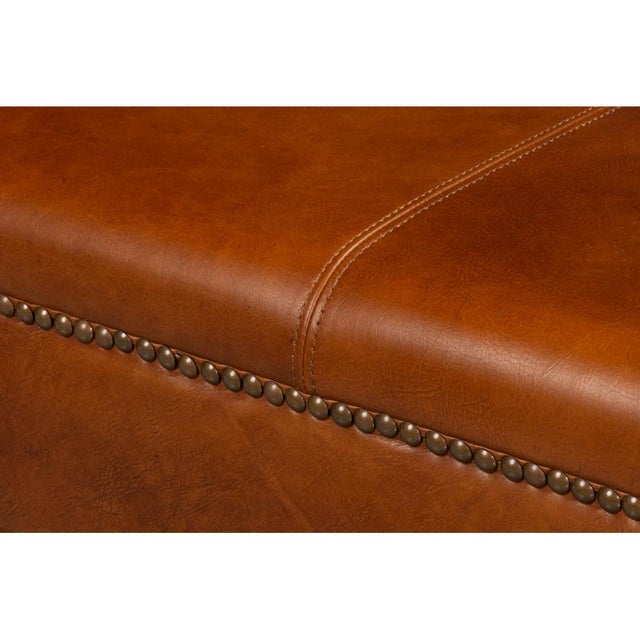 Animal Skin Square Brown Leather Cocktail Ottoman For Sale - Image 7 of 12