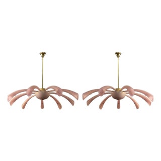 1950s Pair Barovier & Toso Murano Glass Fuochi D’Artificio “Fireworks” Chandeliers For Sale
