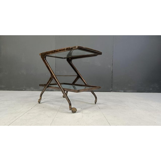 Wood Vintage Italian Serving Trolley, 1950s For Sale - Image 7 of 11