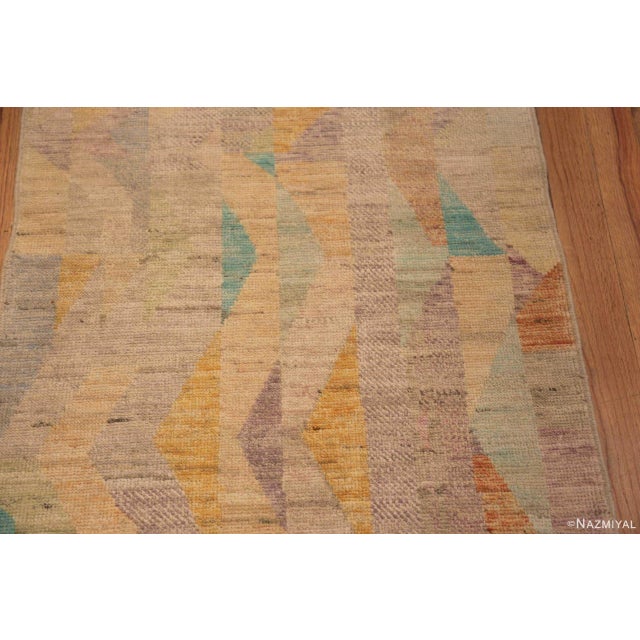 Nazmiyal Collection Warm Modern Casual Tribal Geometric Rustic Contemporary Runner Rug For Sale - Image 4 of 6