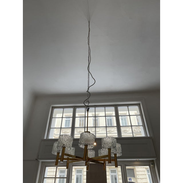 Mid-Century Pendant Lamp with 8 Glass Shades For Sale - Image 6 of 8