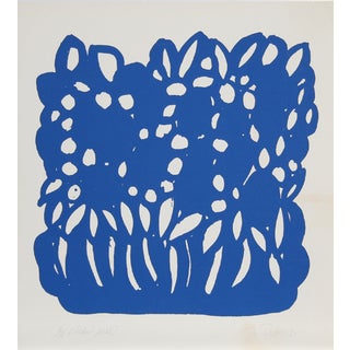 Nadine Prado 'Blue Flowers' Serigraph Print For Sale