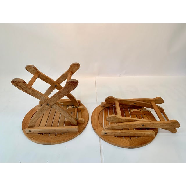 1990s Brown Jordan Mission Teak Patio Set With Table and Six Chairs