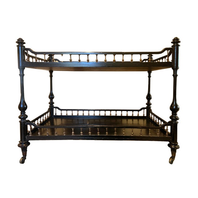 English-Bohemian "Madeleine Castaing" Style Antique Etagère With Casters For Sale In Phoenix - Image 6 of 9