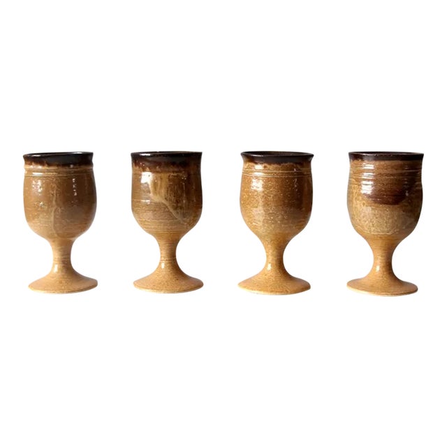 Vintage Studio Pottery Chalices Set of 4 For Sale