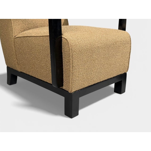 Wood Swedish Art Deco, Lounge Chairs, Ebonized Bentwood, Boucle, Sweden, 1940s For Sale - Image 7 of 8