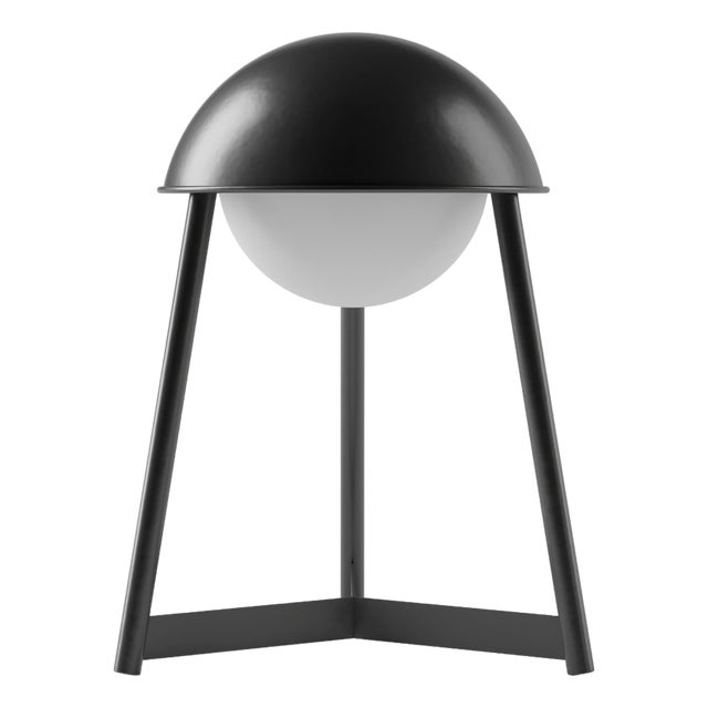 HELMET Rechargeable Cordless LED Table Lamp, 3-Levels Brightness Touch Sensor Control, Black For Sale