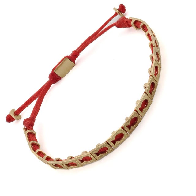 Modern Lucky Fish Red Woven Unisex String Bracelet For Sale - Image 3 of 8