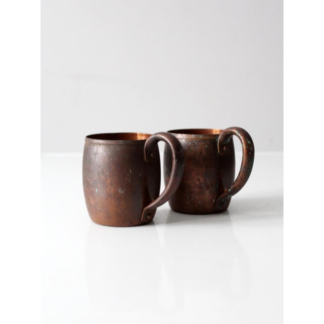 Vintage Copper Mugs With Handles Pair For Sale - Image 9 of 11