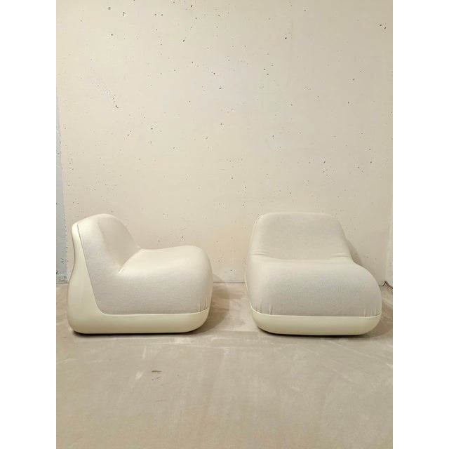 Cream Vintage Jumbo Lounge Chairs by Lberto Rosselli for Saporiti, 1970, Set of 2 For Sale - Image 8 of 8