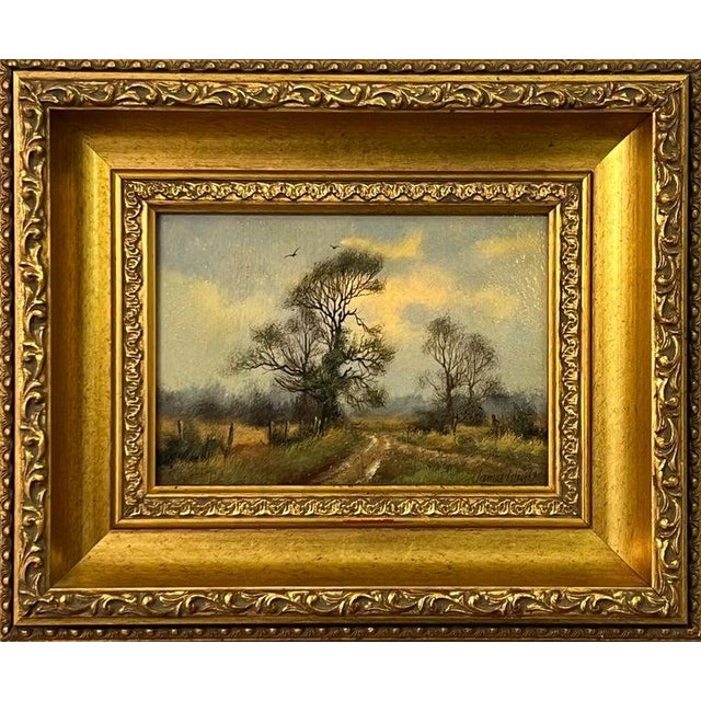 James Wright, Country Lane with Trees & Birds in English Countryside by 20th Century Artist, 1980 For Sale - Image 4 of 11