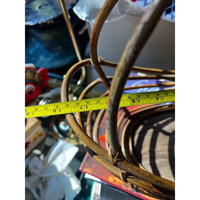 Brown Boho Vintage Wooden Simple Decorative Basket For Sale - Image 8 of 10