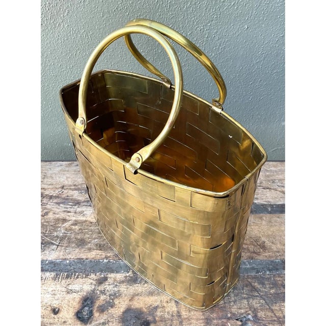Vintage Brass Woven Bag For Sale - Image 9 of 12