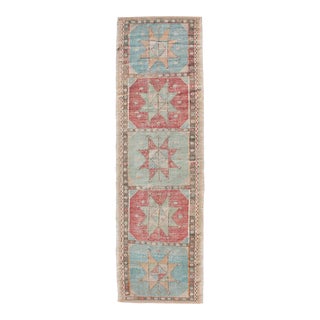 Geometric Medallion Vintage Turkish Embroidered Kilim Flat-Weave Runner For Sale